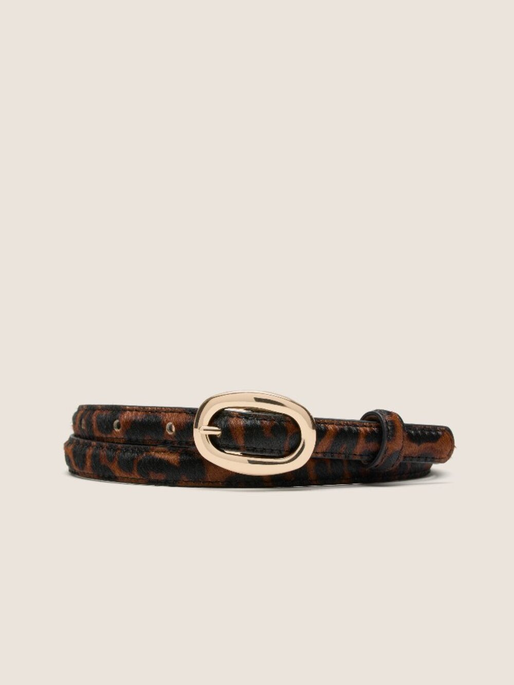 Tuckernuck Leopard Haircalf Oval Buckle Skinny Belt L/XL NWT